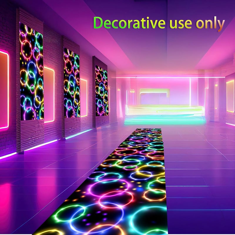 Haull 236 x 39 Inch Neon Light up Dance Floor Glow in The Dark Floor Runner Neon Party Decorations UV Blacklight Reactive Fluorescent Wall Props for Glow Disco Party Favors(Dream Bubble) - Image 4